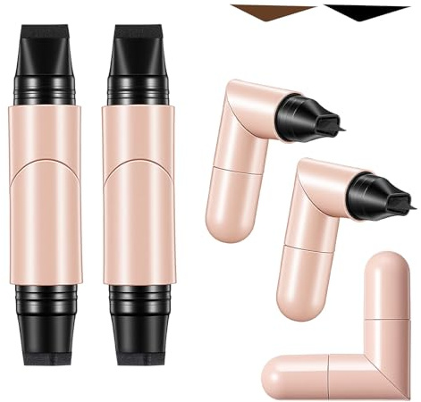 ElevateTech Uppsättning av 2 geleyeliner pennor vikbar eyeliner stämpel vattentät perfekt för nybörjare, innovativ design (svart och brun)