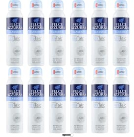 Felce Azzurra Classico Deo Spray con Formula IdraTalc, Efficacia 48h, Senza Macchie, 150 ml, Confezione da 12 pezzi, + Italy Shop Portachiavi Gratis