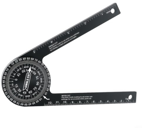 Tidgel Aluminium-Gehrungssägen-Winkelmesser, 360-Grad-Winkelmesser mit klaren Skalen, rostfreies Messwerkzeug für Holzbearbeitung und Metallschneiden