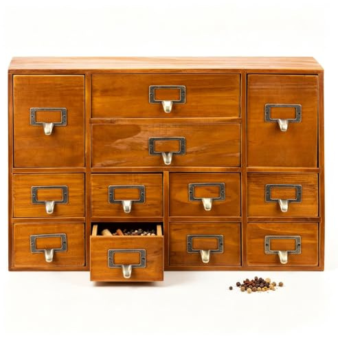 HechoVinen Vintage Wood Apothecary Cabinet with 12 Drawers