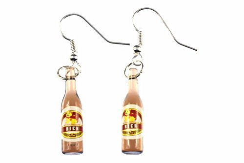 Miniblings ölörhängen ölflaskor ölörhängen pulle Pils flaska Comicheld – handgjorda modesmycken I örhängen silverpläterade örhängen, 20mm, Bomull