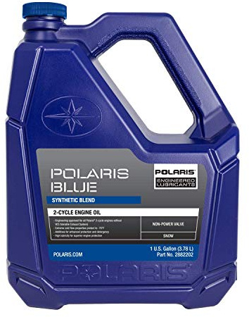 Polaris Blue Synthetic Blend 2-Cycle Oil for Non-Exhaust Valve 2-Stroke Snowmobile Engines, Fan-Cooled, Vintage, Pre-Mix or Injection, Low Smoke, 1 Gallon, Genuine OEM - Part 2882202