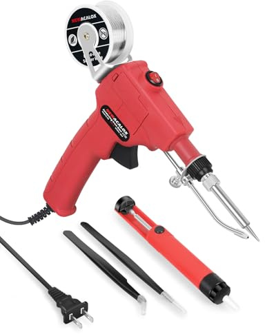 Soldering Iron Kit 6 in 1, 60W 110V Professional Automatic Soldering Gun, Handheld Solder Gun Kit with Desoldering Pump, Tweezers, for Electrician Circuit Board Repair