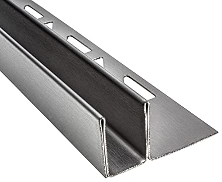 Glas-Fliesenprofil Edelstahl Klemmprofil Wandprofil V2A 2m H19mm 11mm-Glas gebürstet