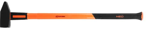 NEO TOOLS Schreinerhammer, Glasfaserstiel, ergonomisch gummierter Griff, geschmiedeter Schaft, geschliffen, induktiv gehärtet, GS- und TÜV Rheinland-Zertifikate, DIN 1193 (3 kg)