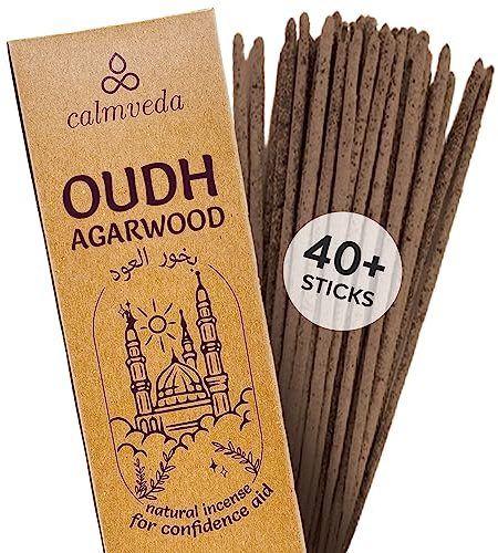 Mystic Bakhoor Oud Incense Sticks - (40+Sticks, 9 inch) Thick Natural Resin Incense made from Assam Oudh Chips, Clean Charcoal Free | Infuse Luxury with these Exotic Oud Incense (Burn Time 45+ mins)