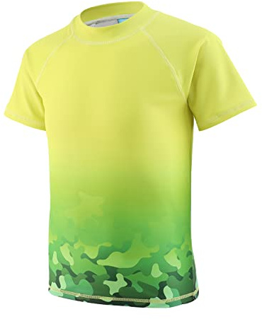Aisyee Tshirt UV Enfant à Manches Courtes Maillot de Bain Garcon Sechage Rapide Léger pour Surf Natation Piscine Plage 5 6 Ans