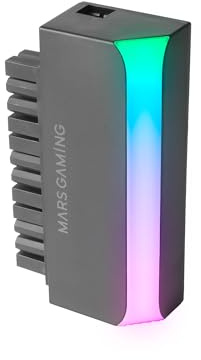 Mars Gaming MCA-L24, Adaptador ATX 24 Pin a 90°, Iluminación 5V 3-Pin ARGB, Adaptador de Alimentación para Placas Base, Instalación Plug & Play, Compatibilidad Universal, Negro