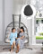 MOJIA Double Egg Chair with Stand for 2 People, Twin Hanging Chair Indoor and Outdoor with Cushion and Protective Cover, Rattan Loveseat Swing for Garden, Backyard and Pool Side, Maximum Load 250kg