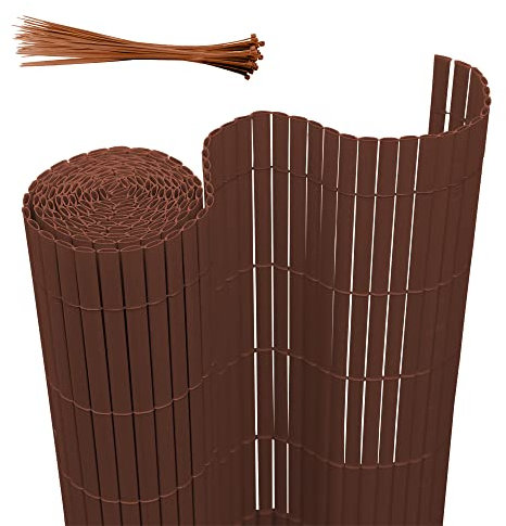 Joparri PVC Sichtschutzmatte 140 x 300 cm Sichtschutz Garten Sichtschutzzaun 3-Gewicht-Verstärkung, Stabil Kunststoff Wetterfest Windschutz UV-beständig, Braun