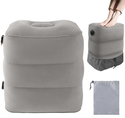 Ainiv Aufblasbares Fußstützen Kissen für Reisen, Inflatable Footrest für Kinder Erwachsene, Pedale, Flugzeug Kissen für Auto Zuhause Büro, Höhenverstellbar Flyaway Kids Bed (45 * 38 * 23CM)