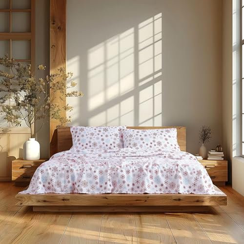 Linen Closet Bettwäsche-Set mit 160 g/m², 100 % Baumwollperkal, Kingsize-Größe, Eisstern-Design