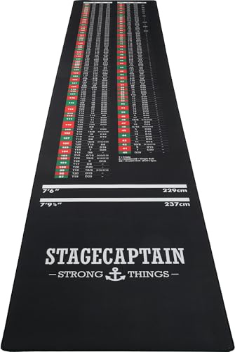 Stagecaptain DM-3D3000 golvskyddsmatta – okmatta med avståndsmarkeringar och information om optimalt dubbelt out-resultat – tung dartmatta av gummi – halkfri – längd: 3 m – svart