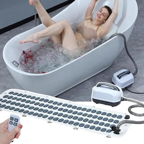 Home Surf Massage-Badematte - 6-Stufige Einstellung, Rutschfeste Badematte + Aufblasbares Kissen Und Fernbedienung, KöRper-Sprudelbad-Maschine, GanzköRper-Massage-Spa-Maschine