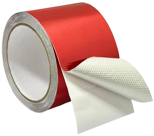 Iwinna Reparaturband Heavy Duty für Markisen, Planen & Bootsabdeckungen | Wasserdichtes Gewebe-Klebeband Outdoor | UV-beständige Rissreparatur für Zelte, Segel & Stoffe | 8CM x 8M, Rot