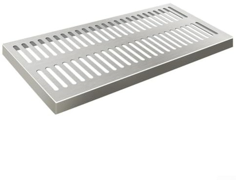 ZiStarlilife Grille d'évacuation de sol rectangulaire en acier inoxydable, grille de douche linéaire, antidérapant, pour cour, jardin, allée, piscine, 200 x 300 mm (200 x 300 x 20 x 2 mm)