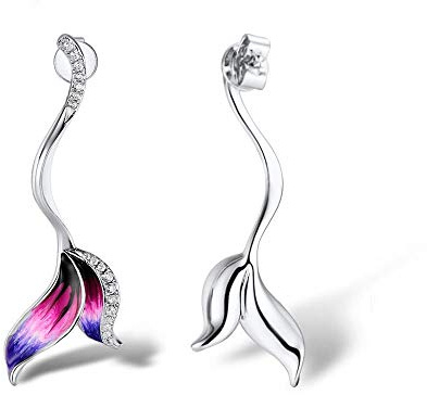 JZWCHQ Pendientes para Mujeres genuinas delicadas Hojas moradas Pendientes Joya de Joyas Hechas a Mano