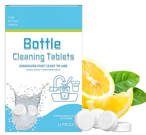 Tabletas de limpieza de botellas | Tabletas de limpieza de agua para botellas | Vejigas de hidratación, solución de purificación refrescante para viajes, dormitorio, gimnasio, apartamento