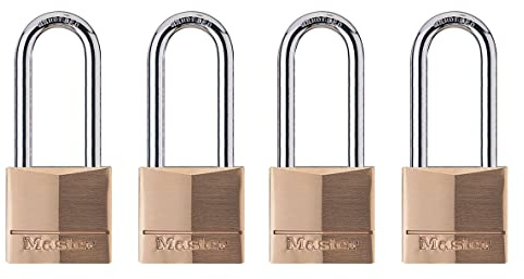 Master Lock Padlock, Solid Brass Lock, 1-9/16 in. Wide, 140QLH (Pack of 4-Keyed Alike)