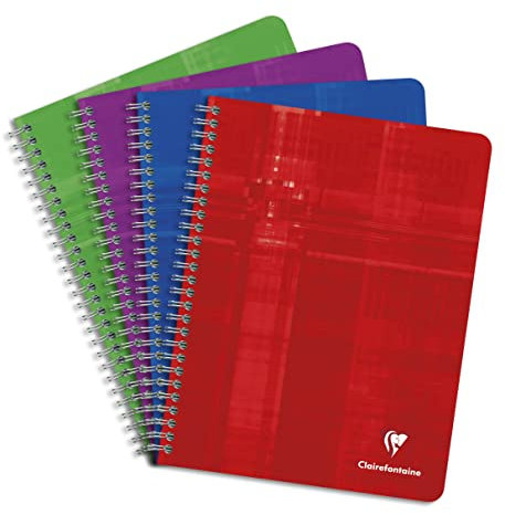 Clairefontaine 8762C Un Cahier à Spirale - 17x22 cm - 180 Pages Petits Carreaux - Papier Blanc 90 g - Couverture Carte Pelliculée Couleur Aléatoire