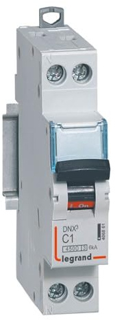 Disjoncteur 1A courbe C - 6kA - 1P+N 230V~ - vis/vis - 1 module - DNX³4500