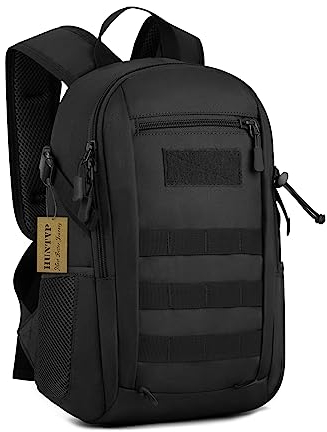 HUNTVP 12L/15L/20L/30L mini militär taktisk anfall ryggsäck, molle, skolväska, barnväska, för man och kvinna, jakt, camping, vandring,svart/brun/camo/grön, 25 x 37 x 12cm