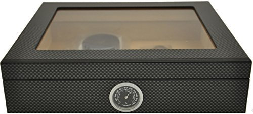 Sconosciuto Humidor schwarz Luftbefeuchter für 25 Zigarren selbstregulierend Glasabdeckung