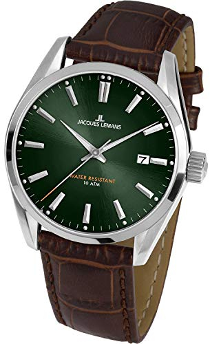 JACQUES LEMANS Herrenuhr Derby Lederarmband massiv Edelstahl 1-1859D