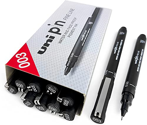 Uni Pin Fineliner ritpenna – svart – 0,03 mm – låda med 12