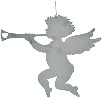 Krasilnikoff Angel with Trumpet Weihnachtsengel Engel mit Trompete Zink H 30 cm Anhänger Christbaumhänger