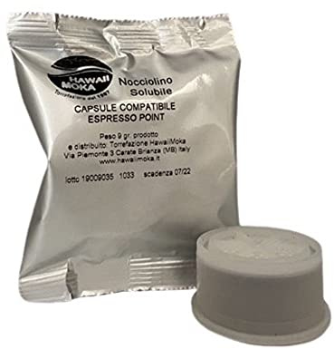 Nocciolino Capsule per macchine Espresso Point* - Preparato Solubile per Bevanda al Gusto di Nocciolino - Torrefazione Hawaiimoka - 50 pezzi