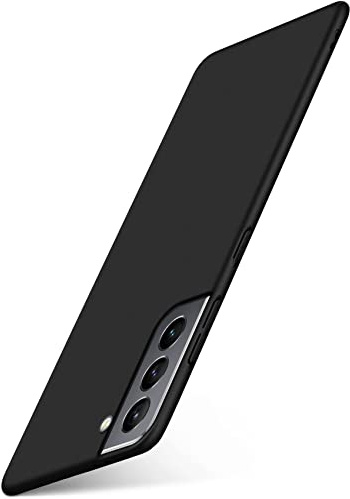 moex für Samsung Galaxy S21 Hülle Ultra Dünn, Schutzhülle mit erhöhtem Kameraschutz, Slim Cover Hardcase Backcover, Dünnste Handyhülle Minimalistisch Alpha Case, Matt Schwarz