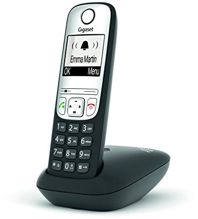 Gigaset A690 - Teléfono DECT Inalámbrico - Pantalla Gráfica en Blanco y Negro Iluminada - Dígitos Grandes - Gran Autonomia, Negro [Versión Española]