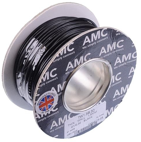 Black 1.5mm² 21A Thin Wall Cable 21/0.3mm 50M PVC Automotive Wire Reel