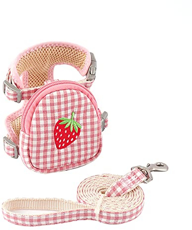 Katzengeschirr mit Leine, Softgeschirr mit Rucksack für Katze Brustgeschirr Cat Harness Katzengarnitur ausbruchsicher verstellbar Katzenweste für Katze im Freien Spaziergänge Reisen (rose, M)