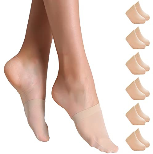 Yilanmy 6 Paar Zehensocken Damen Unsichtbare Halbsocken Atmungsaktive Rutschfeste Vorfußsocken Zehentopper Liner für High Heels (6 Paar Hautfarben)