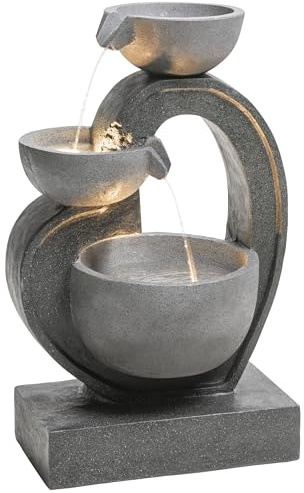 Dehner Fontaine de Jardin Heart, Environ 72,5 x 45,5 x 32,5 cm, polyrésine, Gris