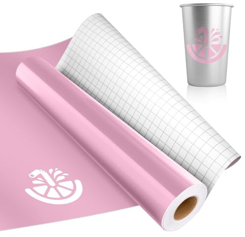 IModeur 7 Ft Pink Permanent Vinyl - 30.5 x 213.5 cm Glossy Pink Vinyl Self Adhesive Vinyl for DIY Craft, Vinyl with Grid for Cutting Machine, Silhouette Cameo, Birthday Party, Home Decoration