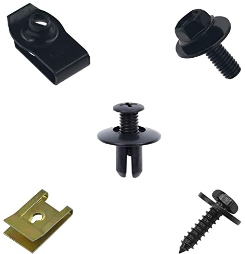 52 PCS Car Screws and Bolts,Undertray Screws,Auto Body Fender Screw,Car Clips Plastic Rivet Fasteners