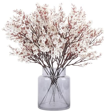 N&T NIETING künstliche Blumen, 12 Stück Schleierkraut künstlich Gypsophila Blumen für DIY Hochzeit Blumenstrauß Party Tisch Centerpieces Blumenarrangements und Home Dekoration(Weiß)