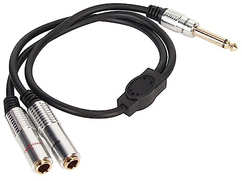 Cavo Y Splitter Stereo da 1/4 (6,35 mm) – Divisore Mono Maschio a Doppio Jack Femmina da 6,35 mm, Cavo Audio Professionale per Chitarra, Mixer, Amplificatore e Registrazione,