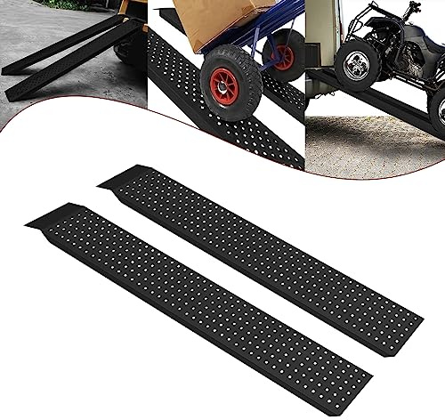 Froadp Rampe de chargement antidérapante en acier galvanisé 135 x 23 x 4,5 cm Argent Rail de chargement Rampes portables pour voiture, moto, quad, voiture Charge maximale 400 kg par paire (noir)