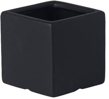 ESTINTENG Vaso da fiori quadrato in stile nordico Morandi color dal pavimento al soffitto, vaso da fiori minimalista per ufficio hotel - nero - 25 x 25 cm (con vassoio in plastica nera)