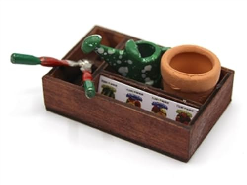 Melody Jane Dolls House Seed Planting Tray Watering Can Shears & Plant Pot Garden Accessory