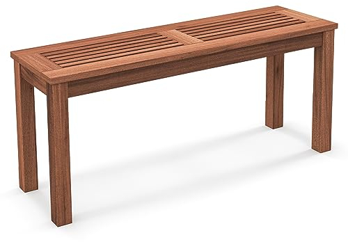 COSTWAY Gartenbank wetterfest, 2-Sitzer Sitzbank ohne Rückenlehne, Holzbank bis 150 kg belastbar, Parkbank aus Massivholz, Balkonbank, Bank für Garten, Balkon, Terrasse, 100 x 30,5 x 47 cm
