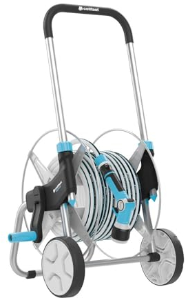 Cellfast Explorer Gartenschlauchwagen Set, Metallschlauchwagen, Gartenschlauch MULTIFLEX ATSV™ 3/4 20 m, Multifunktionale Pistolenbrause, 2X Schnellverbindungsstück, Anschlussgarnitur, 55-064