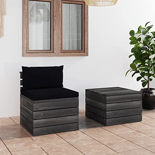 ShCuShan 2-TLG. Garten-Sofagarnitur aus Paletten mit Kissen Outdoor Sitzgruppe Lounge Set Balkon Outdoor Furniture TerassenmöBel AußEn Lounge Kiefernholz - 3061666