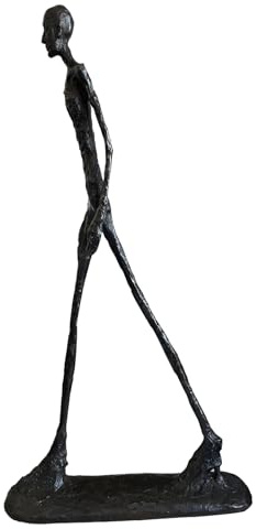 Siunwdiy Escultura de Bronce Giacometti, Figura Abstracta de Hombre, Decoración Estilosa para Sala de Estar y Oficina,Marrón,60CM