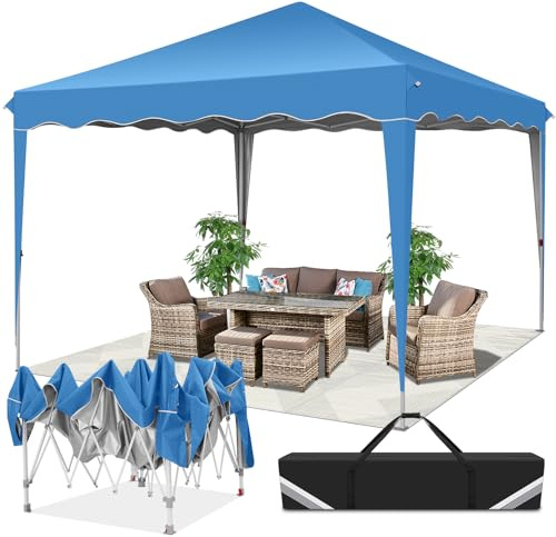 Hoteel Pop-Up-Zelt für Partys mit 4 Sandsäcken, 4 Seilen, 4 Heringen und gewelltem Rand, EZ-Setup für eine Person, verdickte 0,6 mm Kreuzrohre für zusätzliche Höhe, 310 cm Modell für reichlich
