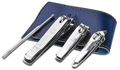 Maniküre-Set, 3-/4-teilig, tragbares Nagelknipser-Set, Pediküre-Set aus Edelstahl, professionelles Nagelscheren-Pflegeset mit schwarzer Reisetasche aus Leder, tragbares Geschenk (Farbe: 3er-Set